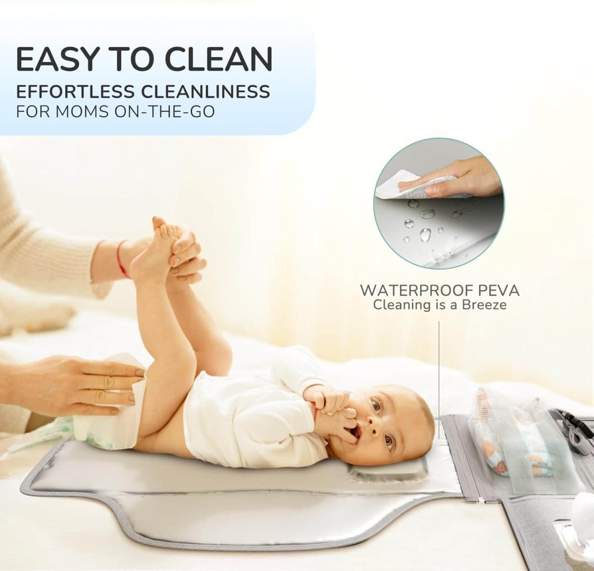 Alatino Premium Portable Diaper Changing Pad - Memory Foam, Easy Clean - LittleTreasures