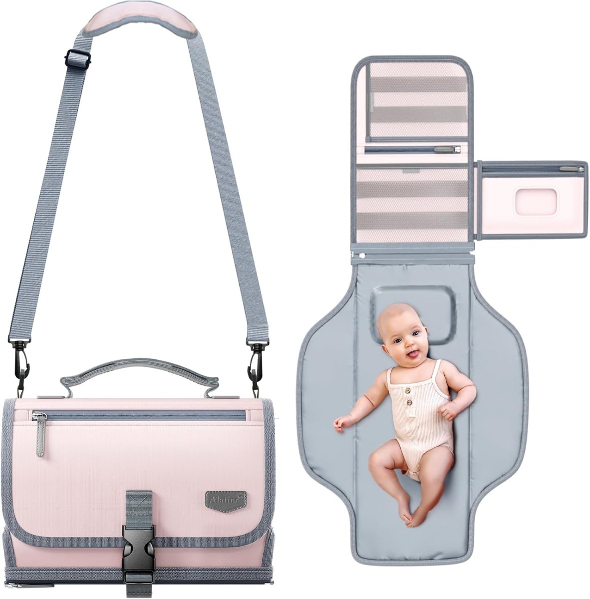 Alatino Premium Portable Diaper Changing Pad - Memory Foam, Easy Clean - LittleTreasures