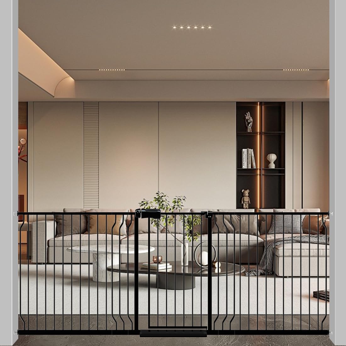 ALLAIBB 39 40 41 42 43 Inch Baby Gate Pressure Mount Extra Wide 38.58 - 43.31inch/98 - 110cm Auto Close Black Metal Child Dog Pet Safety Gates with Walk Through for Stairs,Doorways,Kitchen and Living Room - LittleTreasures