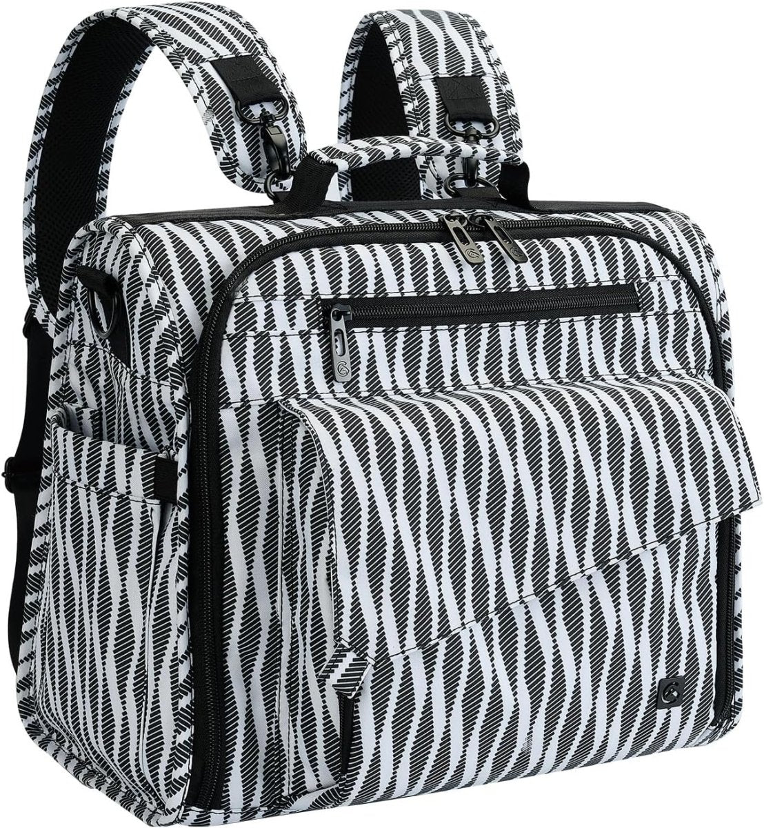 ALLCAMP Zebra Diaper Bag Large, Support Baby Stroller, Converted Into a Tote Bag, Black and White - LittleTreasures
