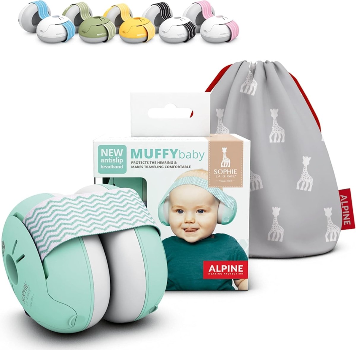 Alpine Muffy - Baby Ear Protection - CE & ANSI Certified - Soft & Comfortable Noise Cancelling Headphone up to 36 Months - Newborn Essentials Ear Muffs for Hearing Protection - Green - LittleTreasures