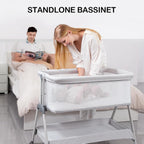 ANGELBLISS Baby Bassinet Bedside Sleeper, Easy Folding Portable Bassinet for Baby with Wheels, Adjustable Height, Included Mattress - LittleTreasures