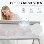 ANGELBLISS Baby Bassinet Bedside Sleeper, Easy Folding Portable Bassinet for Baby with Wheels, Adjustable Height, Included Mattress - LittleTreasures