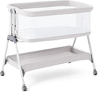 ANGELBLISS Baby Bassinet Bedside Sleeper, Easy Folding Portable Bassinet for Baby with Wheels, Adjustable Height, Included Mattress - LittleTreasures