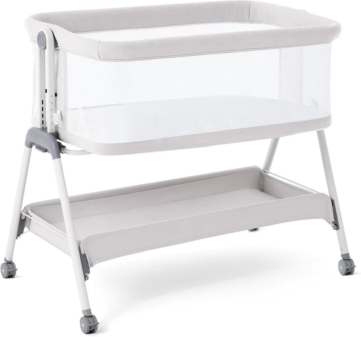 ANGELBLISS Baby Bassinet Bedside Sleeper, Easy Folding Portable Bassinet for Baby with Wheels, Adjustable Height, Included Mattress - LittleTreasures
