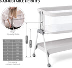 ANGELBLISS Baby Bassinet Bedside Sleeper, Easy Folding Portable Bassinet for Baby with Wheels, Adjustable Height, Included Mattress - LittleTreasures