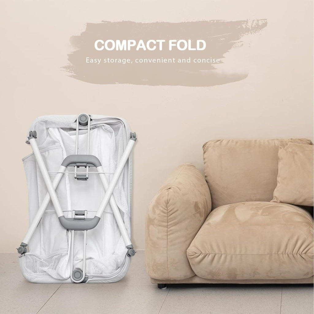 ANGELBLISS Baby Bassinet Bedside Sleeper, Easy Folding Portable Bassinet for Baby with Wheels, Adjustable Height, Included Mattress - LittleTreasures