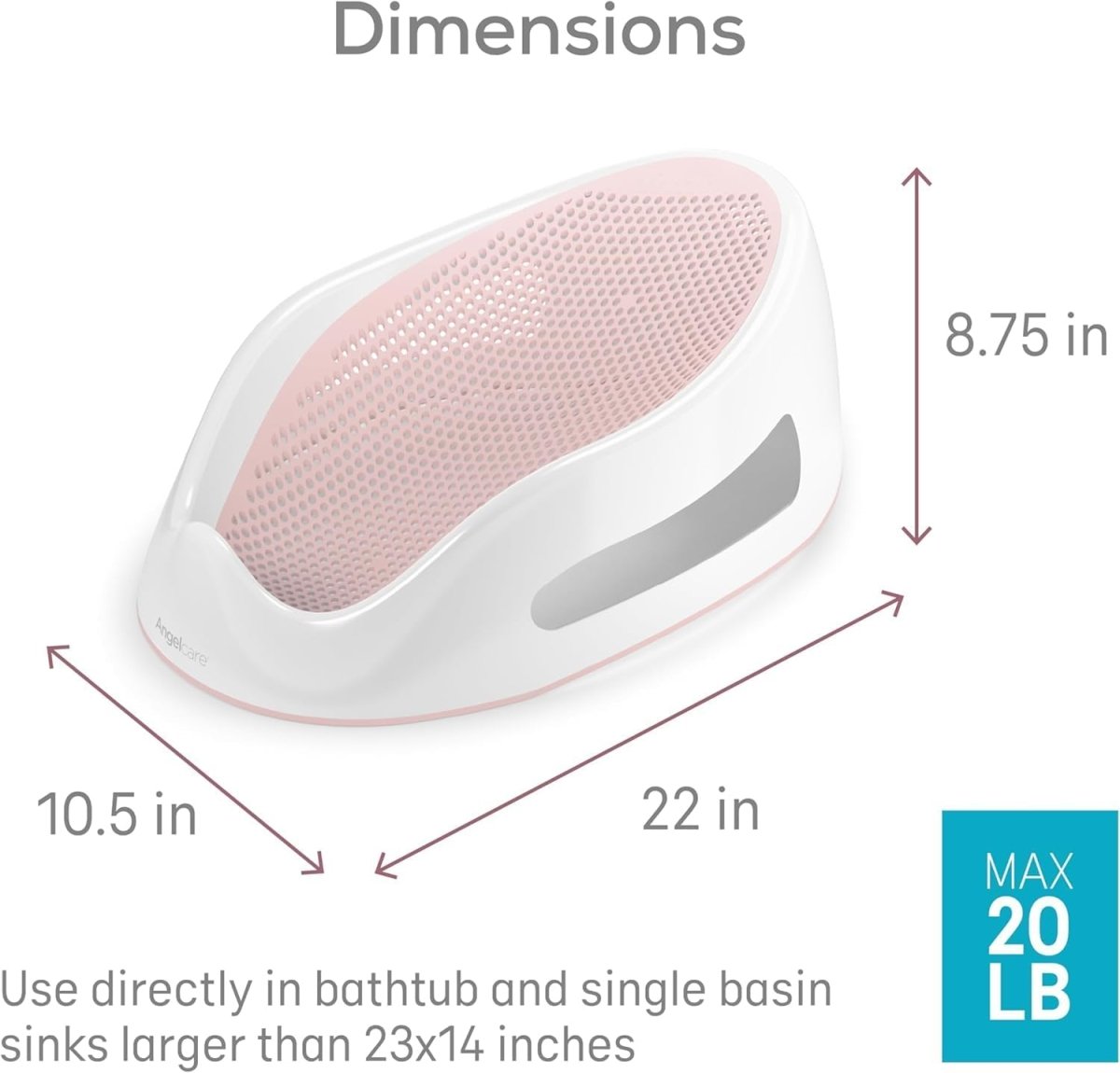 Angelcare Baby Bath Support, Aqua, for babies less than 6 months of age, Made in Canada - LittleTreasures