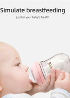 Anti - Colic Glass Baby Bottle, 5oz/150ml with Natural Response Slow Flow Beast - Like Nipple for 0 - 3 Months Newborn Babies Milk Feeding, Pink/2 Pack - LittleTreasures