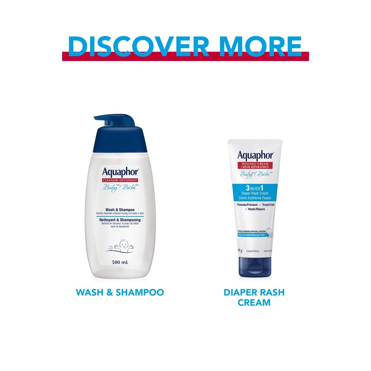 Aquaphor Baby Wash & Shampoo for Baby's Sensitive Skin, Hypoallergenic, Tear Free Baby Shampoo and Body Wash, Enriched with Provitamin B5, Fragrance Free, Recommended by U.S. Pediatricians, 500mL - LittleTreasures