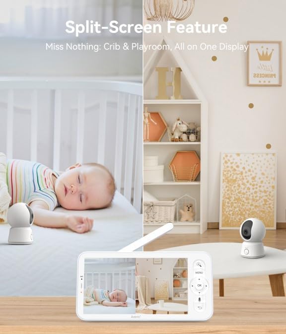 ARENTI Video Baby Monitor with Camera and Audio, 5 - inch Smart Baby Camera Monitor with Free Phone App, 1080P, VOX, PTZ, One - Touch Call, Temp Sensor, Lullaby, Night Vision(2 Camera Included) - LittleTreasures