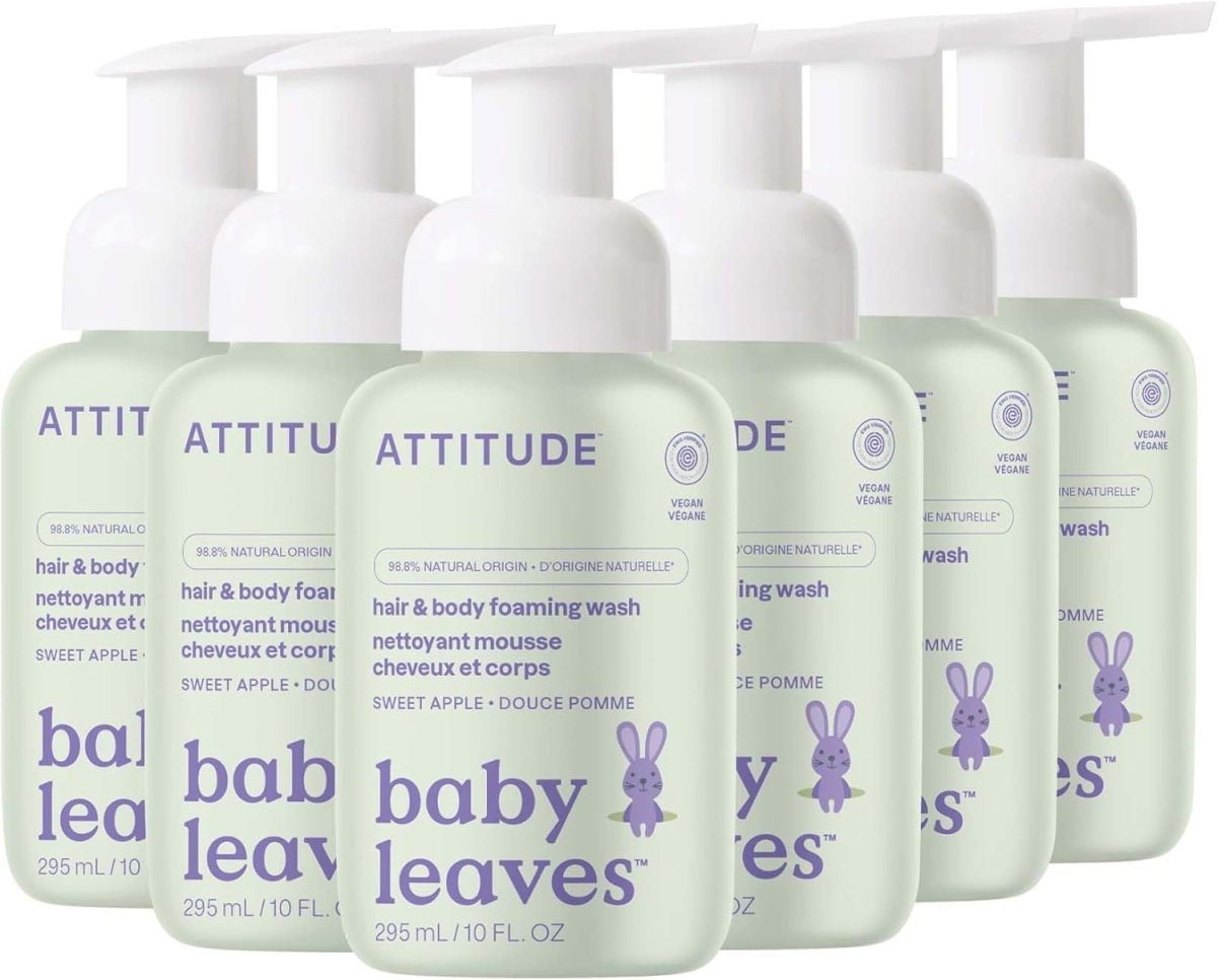 ATTITUDE 2 - in - 1 Hair and Body Foaming Baby Wash, Made in Canada, EWG Verified Shampoo Soap, Dermatologically Tested, Made with Naturally Derived Ingredients, Vegan, Good Night, 295 mL - LittleTreasures