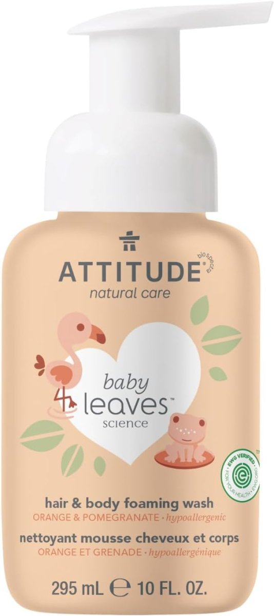 ATTITUDE 2 - in - 1 Hair and Body Foaming Baby Wash, Made in Canada, EWG Verified Shampoo Soap, Dermatologically Tested, Made with Naturally Derived Ingredients, Vegan, Good Night, 295 mL - LittleTreasures