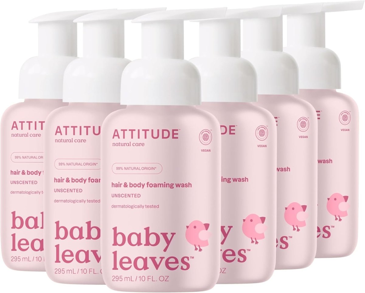 ATTITUDE 2 - in - 1 Hair and Body Foaming Baby Wash, Made in Canada, EWG Verified Shampoo Soap, Dermatologically Tested, Made with Naturally Derived Ingredients, Vegan, Good Night, 295 mL - LittleTreasures