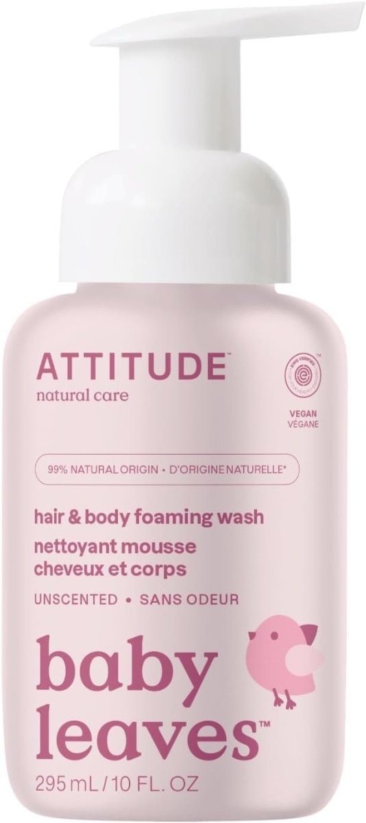 ATTITUDE 2 - in - 1 Hair and Body Foaming Baby Wash, Made in Canada, EWG Verified Shampoo Soap, Dermatologically Tested, Made with Naturally Derived Ingredients, Vegan, Good Night, 295 mL - LittleTreasures