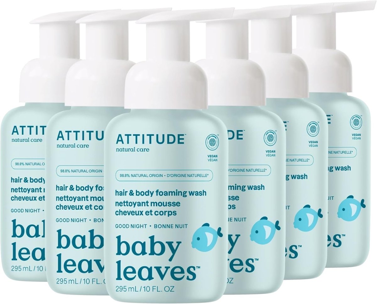 ATTITUDE 2 - in - 1 Hair and Body Foaming Baby Wash, Made in Canada, EWG Verified Shampoo Soap, Dermatologically Tested, Made with Naturally Derived Ingredients, Vegan, Sweet Apple, 295 mL - LittleTreasures