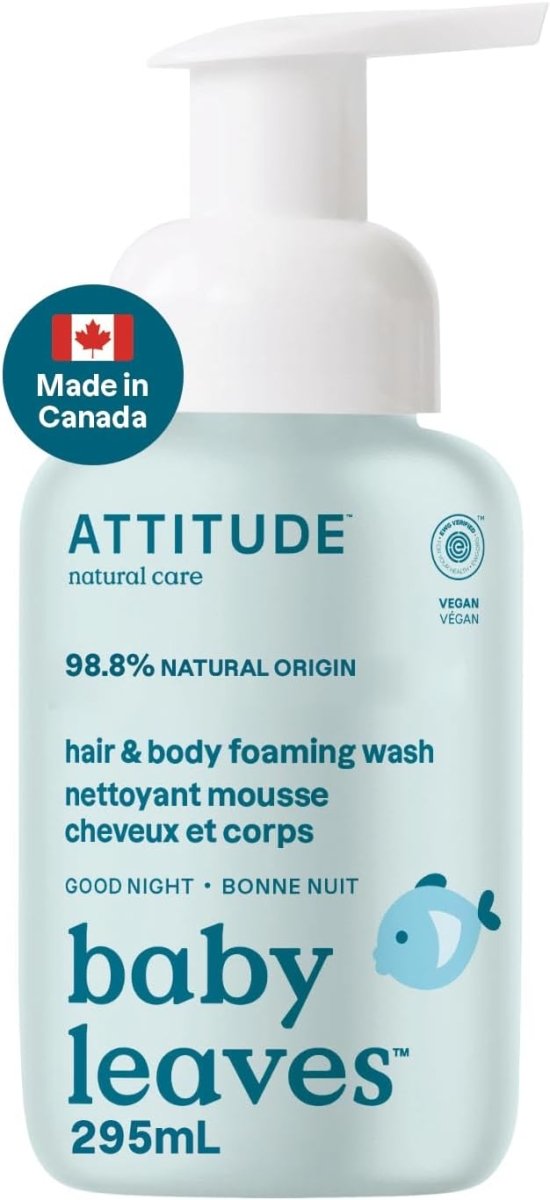 ATTITUDE 2 - in - 1 Hair and Body Foaming Baby Wash, Made in Canada, EWG Verified Shampoo Soap, Dermatologically Tested, Made with Naturally Derived Ingredients, Vegan, Sweet Apple, 295 mL - LittleTreasures
