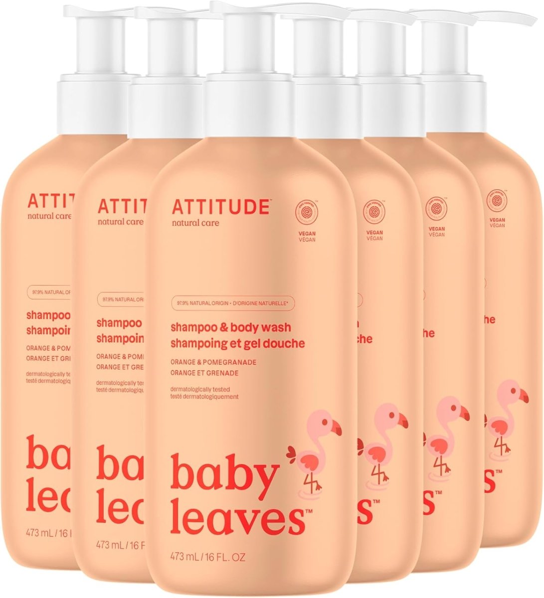 ATTITUDE Baby 2 - in - 1 Shampoo and Body Wash, Made in Canada, EWG Verified, Dermatologically Tested, Vegan, Pear Nectar, 473 mL - LittleTreasures