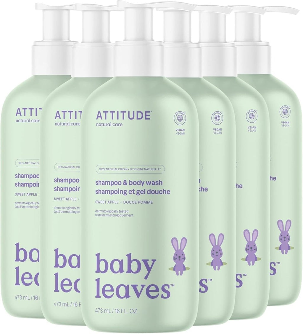 ATTITUDE Baby 2 - in - 1 Shampoo and Body Wash, Made in Canada, EWG Verified, Dermatologically Tested, Vegan, Pear Nectar, 473 mL - LittleTreasures
