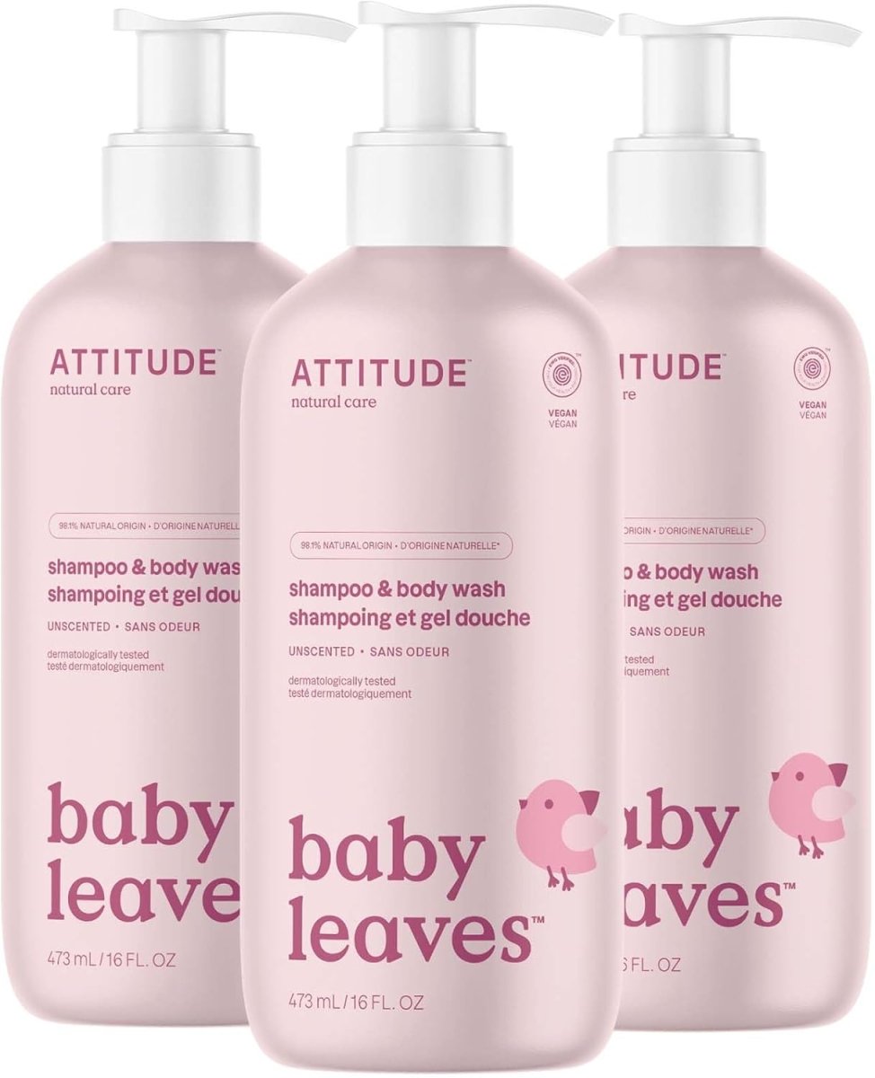 ATTITUDE Baby 2 - in - 1 Shampoo and Body Wash, Made in Canada, EWG Verified, Dermatologically Tested, Vegan, Pear Nectar, 473 mL - LittleTreasures