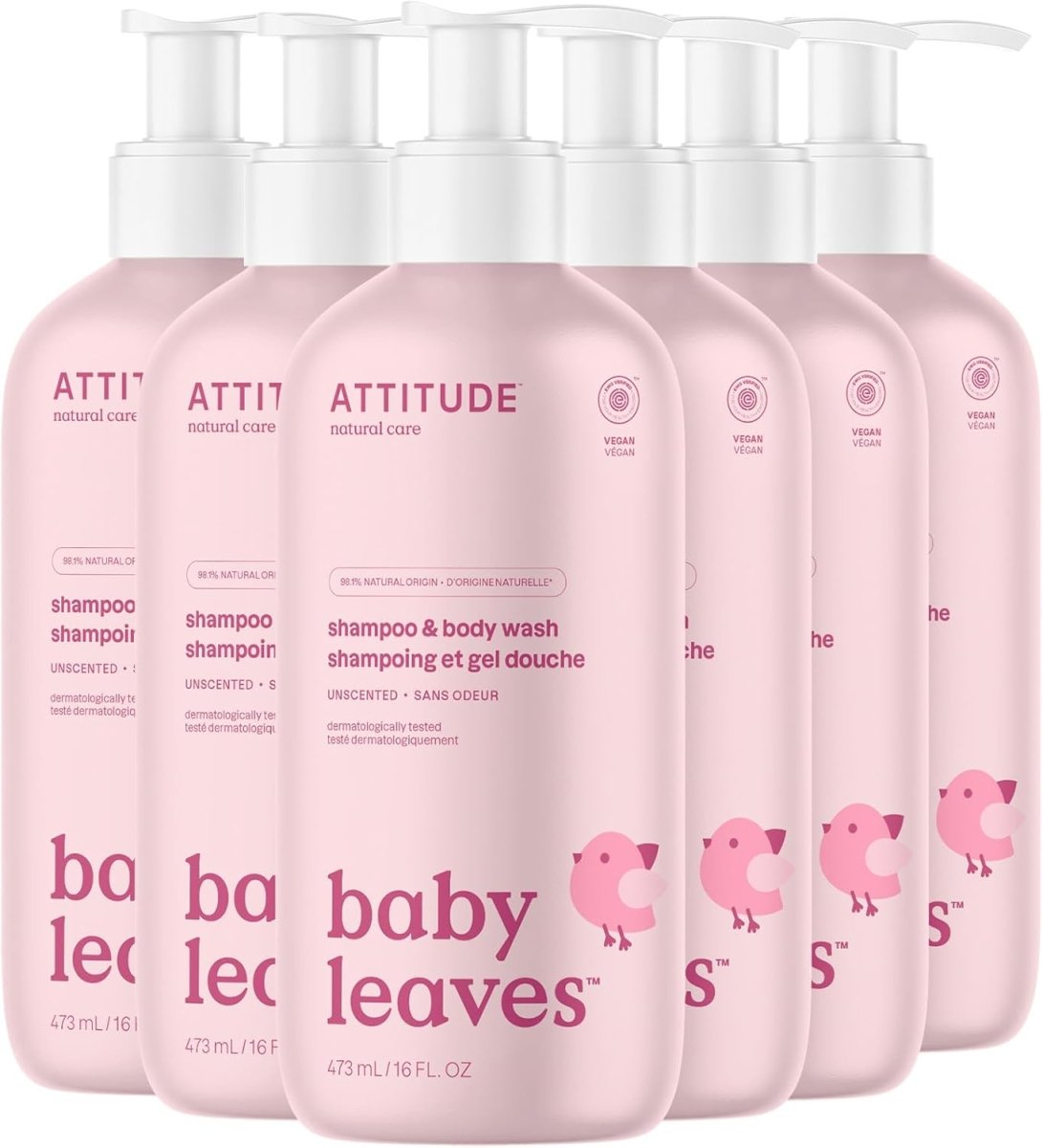 ATTITUDE Baby 2 - in - 1 Shampoo and Body Wash, Made in Canada, EWG Verified, Dermatologically Tested, Vegan, Pear Nectar, 473 mL - LittleTreasures