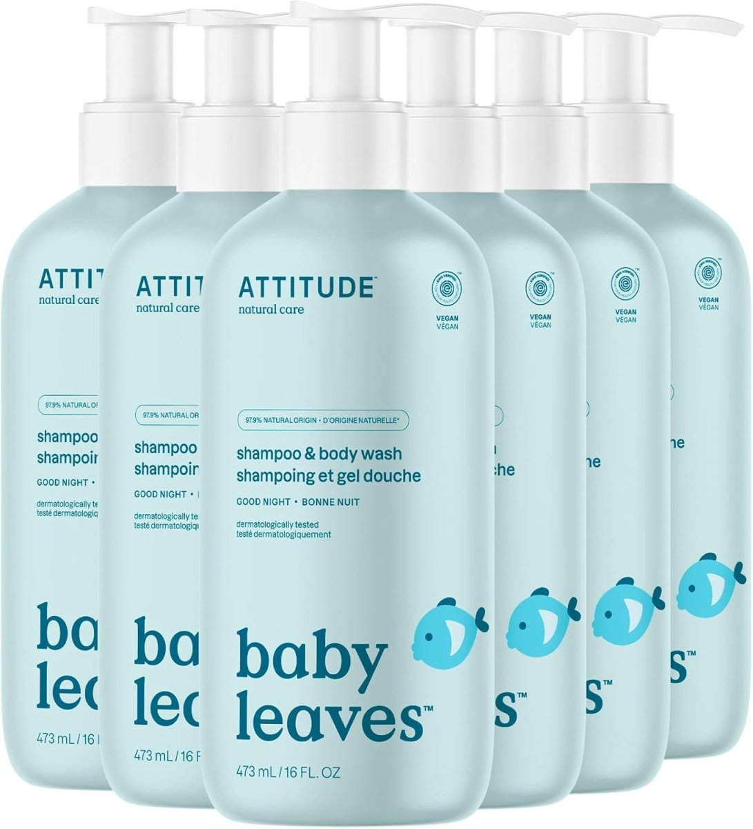 ATTITUDE Baby 2 - in - 1 Shampoo and Body Wash, Made in Canada, EWG Verified, Dermatologically Tested, Vegan, Pear Nectar, 473 mL - LittleTreasures