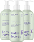 ATTITUDE Baby 2 - in - 1 Shampoo and Body Wash, Made in Canada, EWG Verified, Dermatologically Tested, Vegan, Pear Nectar, 473 mL - LittleTreasures