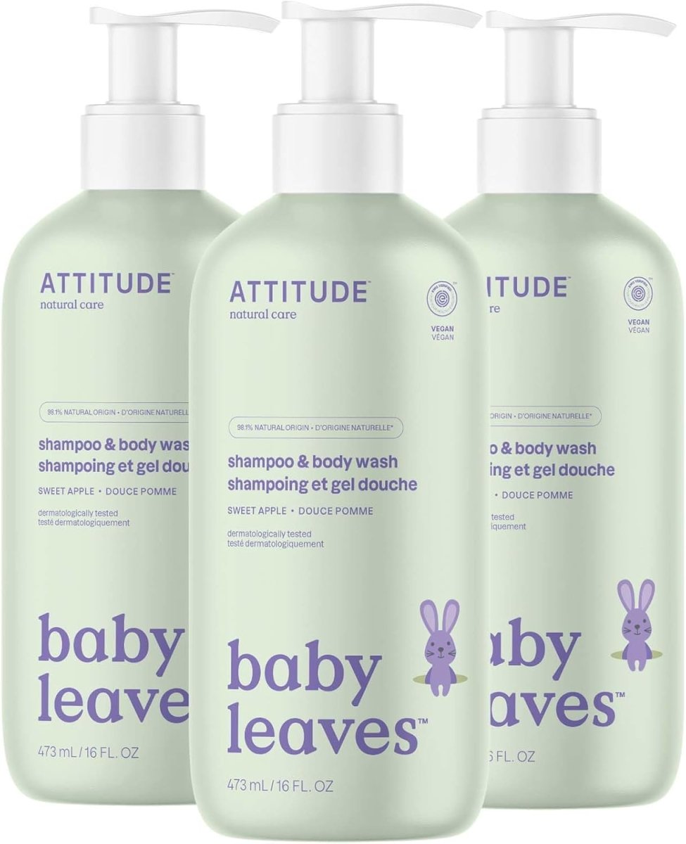 ATTITUDE Baby 2 - in - 1 Shampoo and Body Wash, Made in Canada, EWG Verified, Dermatologically Tested, Vegan, Pear Nectar, 473 mL - LittleTreasures