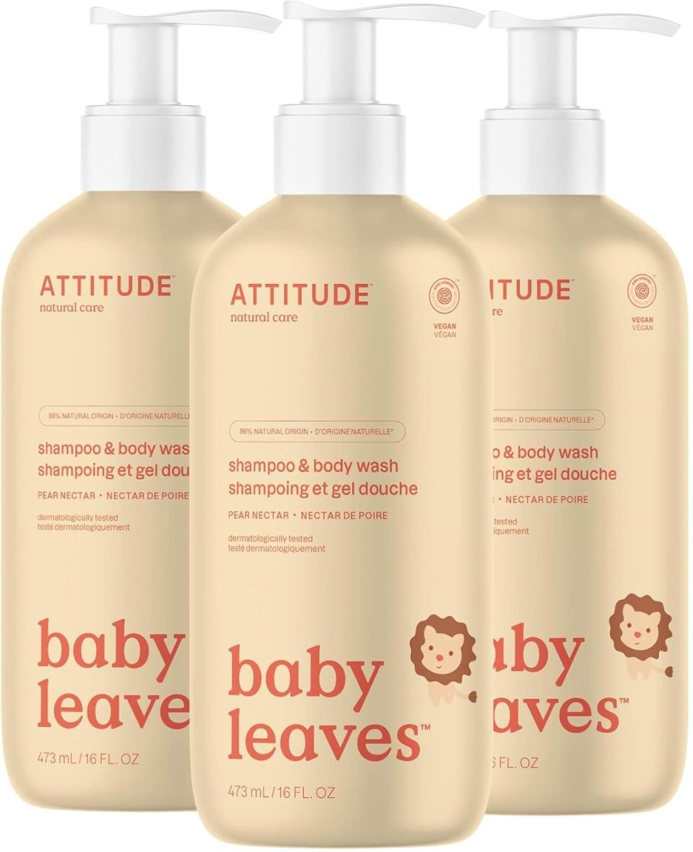 ATTITUDE Baby 2 - in - 1 Shampoo and Body Wash, Made in Canada, EWG Verified, Dermatologically Tested, Vegan, Sweet Apple, 473 mL - LittleTreasures