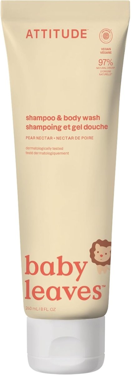 ATTITUDE Baby 2 - in - 1 Shampoo and Body Wash, Made in Canada, EWG Verified, Dermatologically Tested, Vegan, Sweet Apple, 473 mL - LittleTreasures