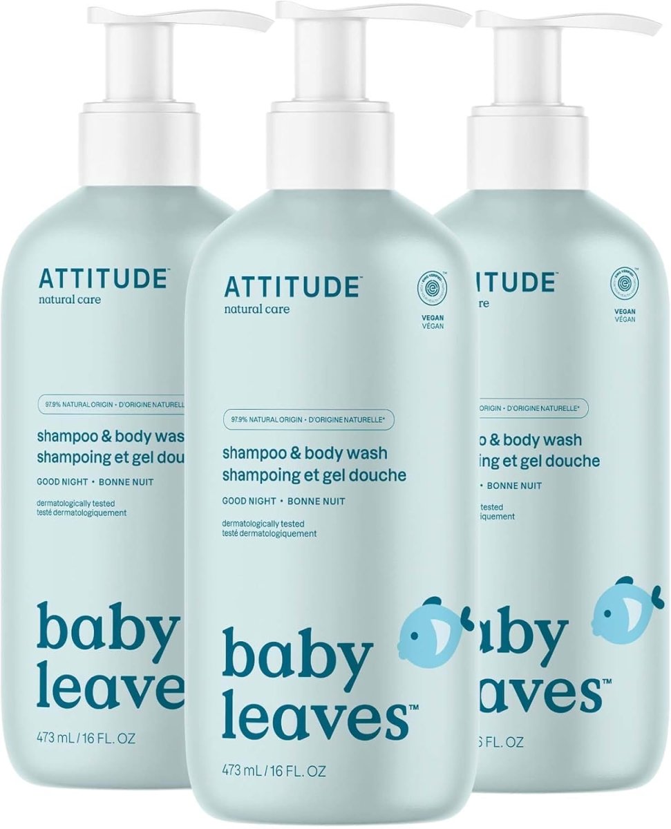 ATTITUDE Baby 2 - in - 1 Shampoo and Body Wash, Made in Canada, EWG Verified, Dermatologically Tested, Vegan, Sweet Apple, 473 mL - LittleTreasures