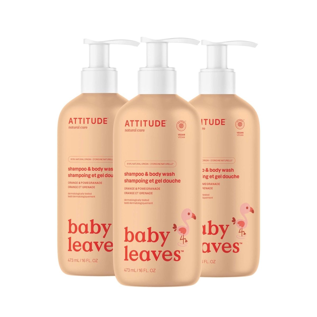 ATTITUDE Baby 2 - in - 1 Shampoo and Body Wash, Made in Canada, EWG Verified, Dermatologically Tested, Vegan, Unscented, 473 mL - LittleTreasures
