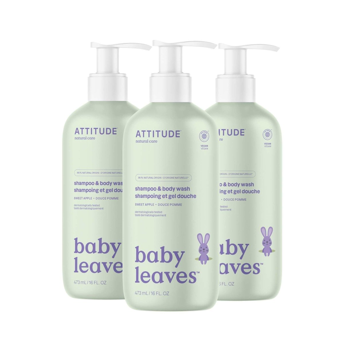 ATTITUDE Baby 2 - in - 1 Shampoo and Body Wash, Made in Canada, EWG Verified, Dermatologically Tested, Vegan, Unscented, 473 mL - LittleTreasures