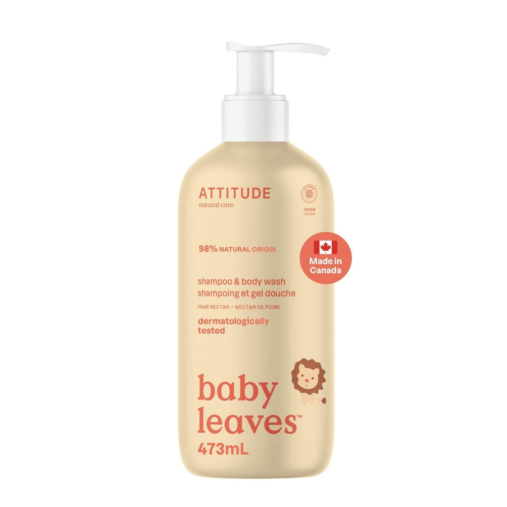 ATTITUDE Baby 2 - in - 1 Shampoo and Body Wash, Made in Canada, EWG Verified, Dermatologically Tested, Vegan, Unscented, 473 mL - LittleTreasures