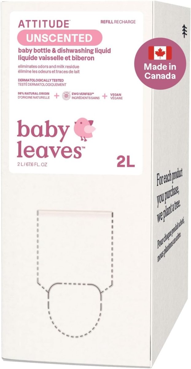 ATTITUDE Baby Dish Soap and Bottle Cleaner, Made in Canada, EWG Verified Dishwashing Liquid, No Added Dyes or Fragrances, Tough on Milk Residue and Grease, Vegan, Pear Nectar, 700 mL - LittleTreasures