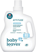 ATTITUDE Baby Laundry Detergent Liquid, Made in Canada, EWG Verified, Safe for Baby Clothes, Infant and Newborn, Vegan and Naturally Derived Washing Soap, HE Compatible, Unscented, 80 Loads, 2 Liters - LittleTreasures