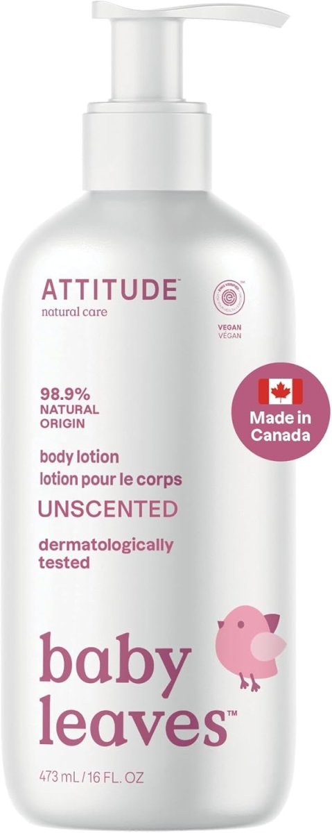 ATTITUDE Baby Lotion, Made in Canada, EWG Verified Moisturizer, Dermatologically Tested Moisturizing Cream, Vegan, Pear Nectar, 473 mL - LittleTreasures