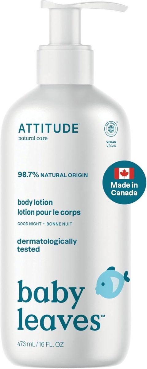 ATTITUDE Baby Lotion, Made in Canada, EWG Verified Moisturizer, Dermatologically Tested Moisturizing Cream, Vegan, Pear Nectar, 473 mL - LittleTreasures