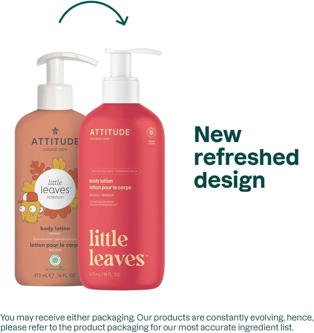 ATTITUDE Body Lotion for Kids, Made in Canada, EWG Verifed Moisturizer, Dermatologically Tested, Plant and Mineral Based Cream, Vegan, Mango, 473 mL - LittleTreasures