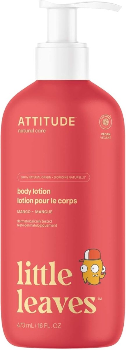 ATTITUDE Body Lotion for Kids, Made in Canada, EWG Verifed Moisturizer, Dermatologically Tested, Plant and Mineral Based Cream, Vegan, Mango, 473 mL - LittleTreasures