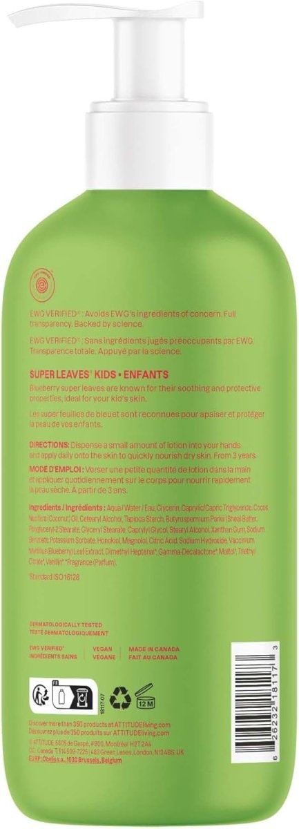 ATTITUDE Body Lotion for Kids, Made in Canada, EWG Verifed Moisturizer, Dermatologically Tested, Plant and Mineral Based Cream, Vegan, Watermelon & Coco, 473 mL - LittleTreasures