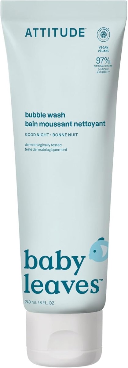ATTITUDE Bubble Bath and Body Wash for Baby, Made in Canada, EWG Verified, Dermatologically Tested, Plant - and Mineral - Based Ingredients, Vegan and Cruelty - free, Good Night, 473 mL - LittleTreasures