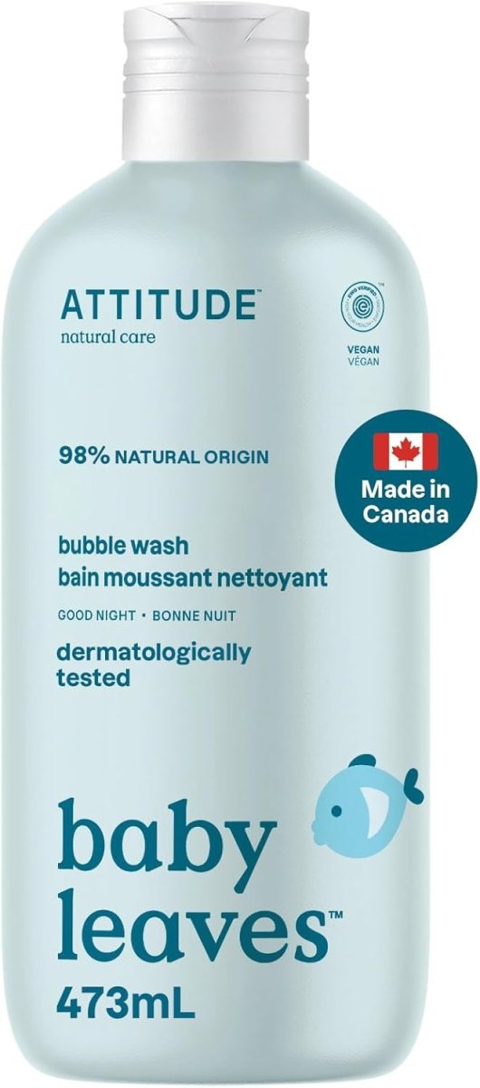 ATTITUDE Bubble Bath and Body Wash for Baby, Made in Canada, EWG Verified, Dermatologically Tested, Plant - and Mineral - Based Ingredients, Vegan and Cruelty - free, Pear Nectar, 473 mL - LittleTreasures