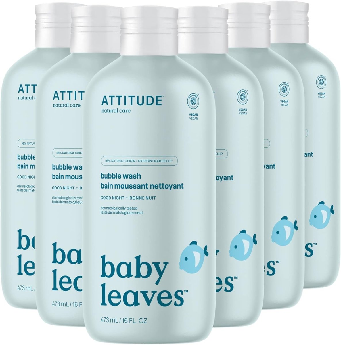 ATTITUDE Bubble Bath and Body Wash for Baby, Made in Canada, EWG Verified, Dermatologically Tested, Plant - and Mineral - Based Ingredients, Vegan and Cruelty - free, Pear Nectar, 473 mL - LittleTreasures