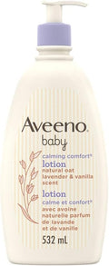 Aveeno Baby Calming Comfort Moisturizing Lotion with Relaxing Lavender & Vanilla Scents, Non - Greasy Baby Body Lotion, Natural Oatmeal & Dimethicone, Paraben - & Phthalate - Free, 532mL - LittleTreasures