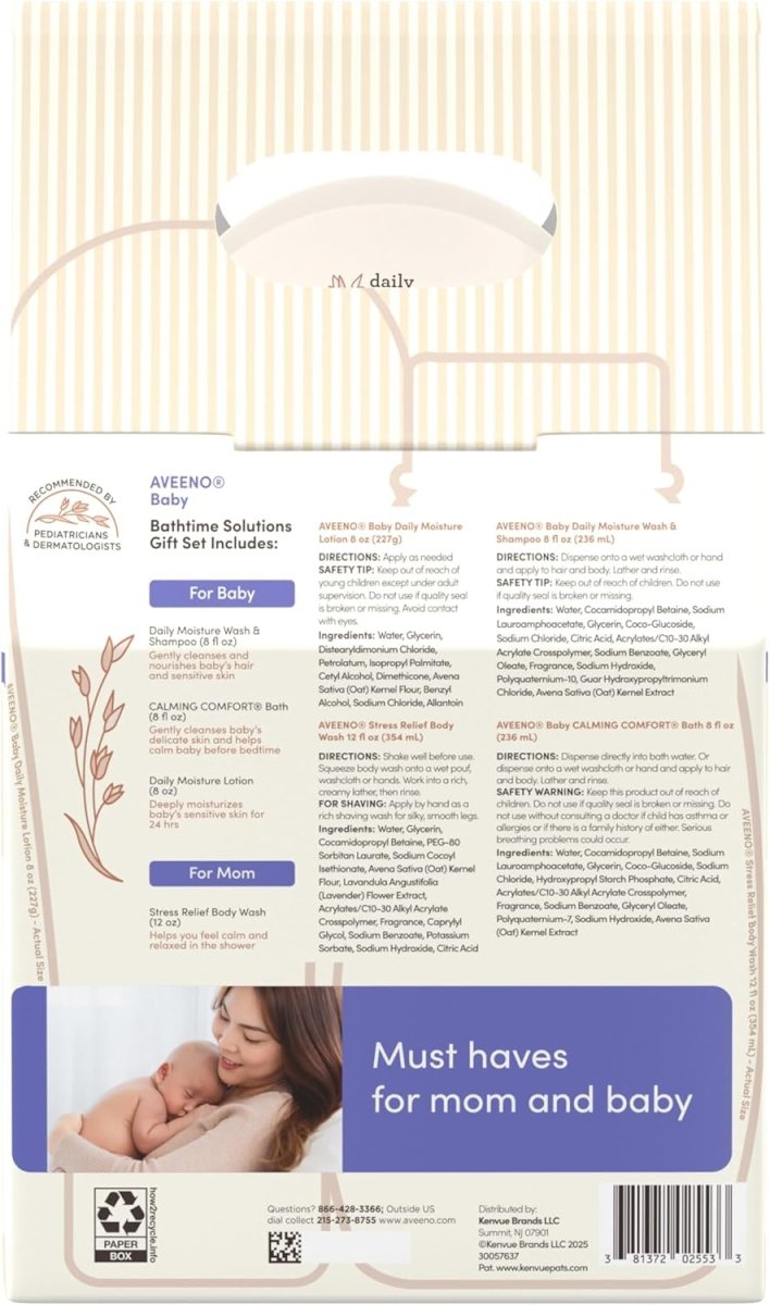 Aveeno Baby Daily Bath Time Solutions Gift Set To Prevent Dry Skin - LittleTreasures