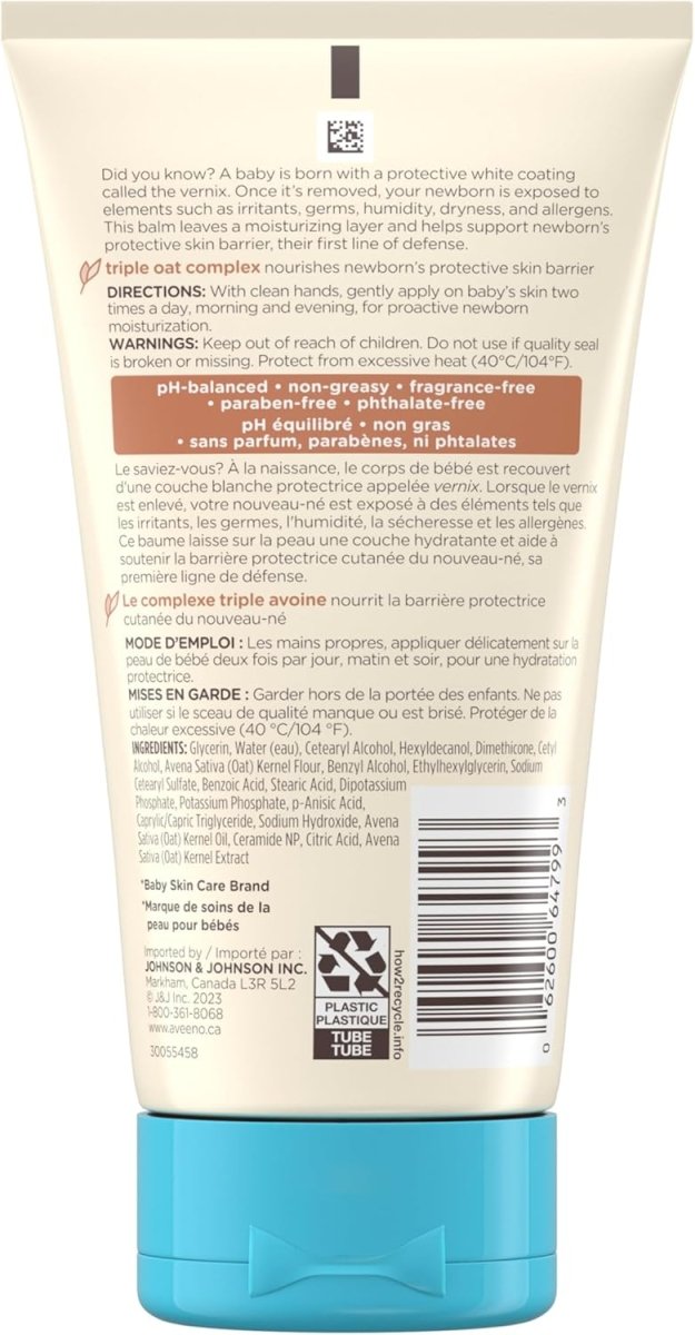 Aveeno Baby Daily Healthy Start Newborn Balm, Paraben Free Moisturizer, Prebiotic Oat, Fragrance Free, 141 - grams - LittleTreasures