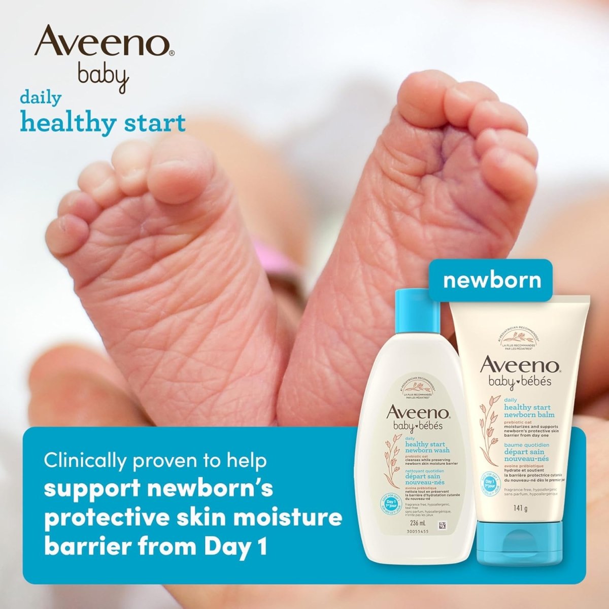 Aveeno Baby Daily Healthy Start Newborn Balm, Paraben Free Moisturizer, Prebiotic Oat, Fragrance Free, 141 - grams - LittleTreasures