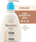 Aveeno Baby Daily Moisturizing Cream, Lightly Scented, Shea Butter, Coconut Oil, Prebiotic Oat, Hypoallergenic, 354 - mL - LittleTreasures