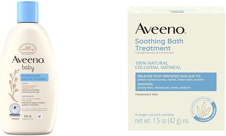 Aveeno Baby Eczema Care Wash + Aveeno Soothing Bath Treatment | Colloidal Oatmeal for Eczema Relief - LittleTreasures